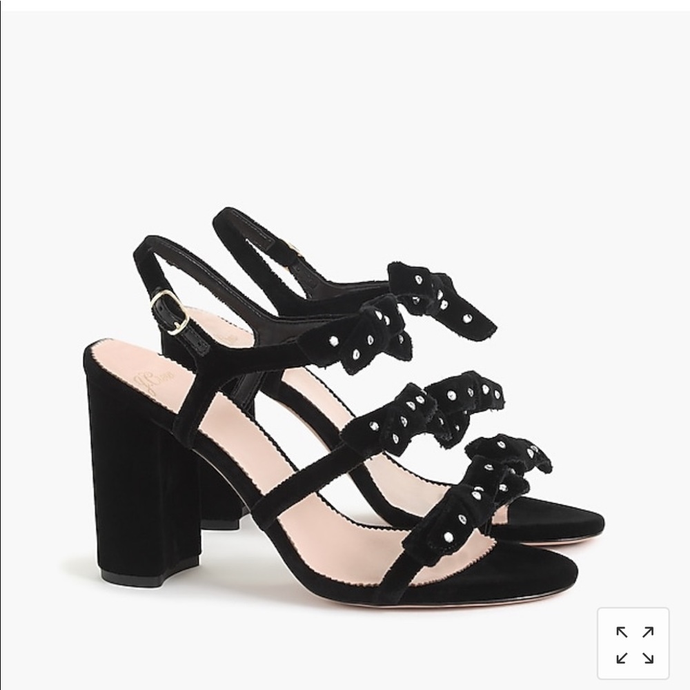 J.CREW NWT Stella bow heels in embellished velvet